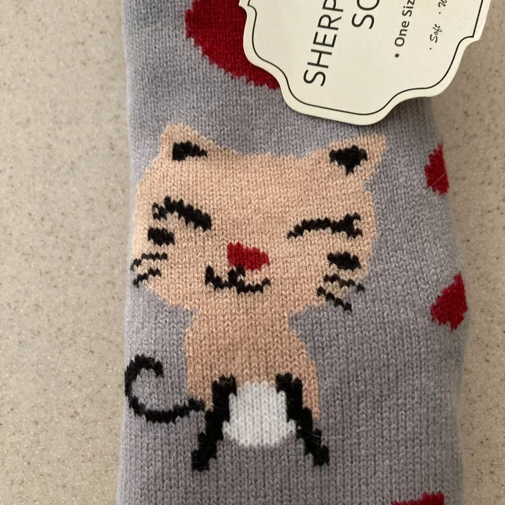 Cat Lady Socks - Sherpa Lined Adult Socks NWT